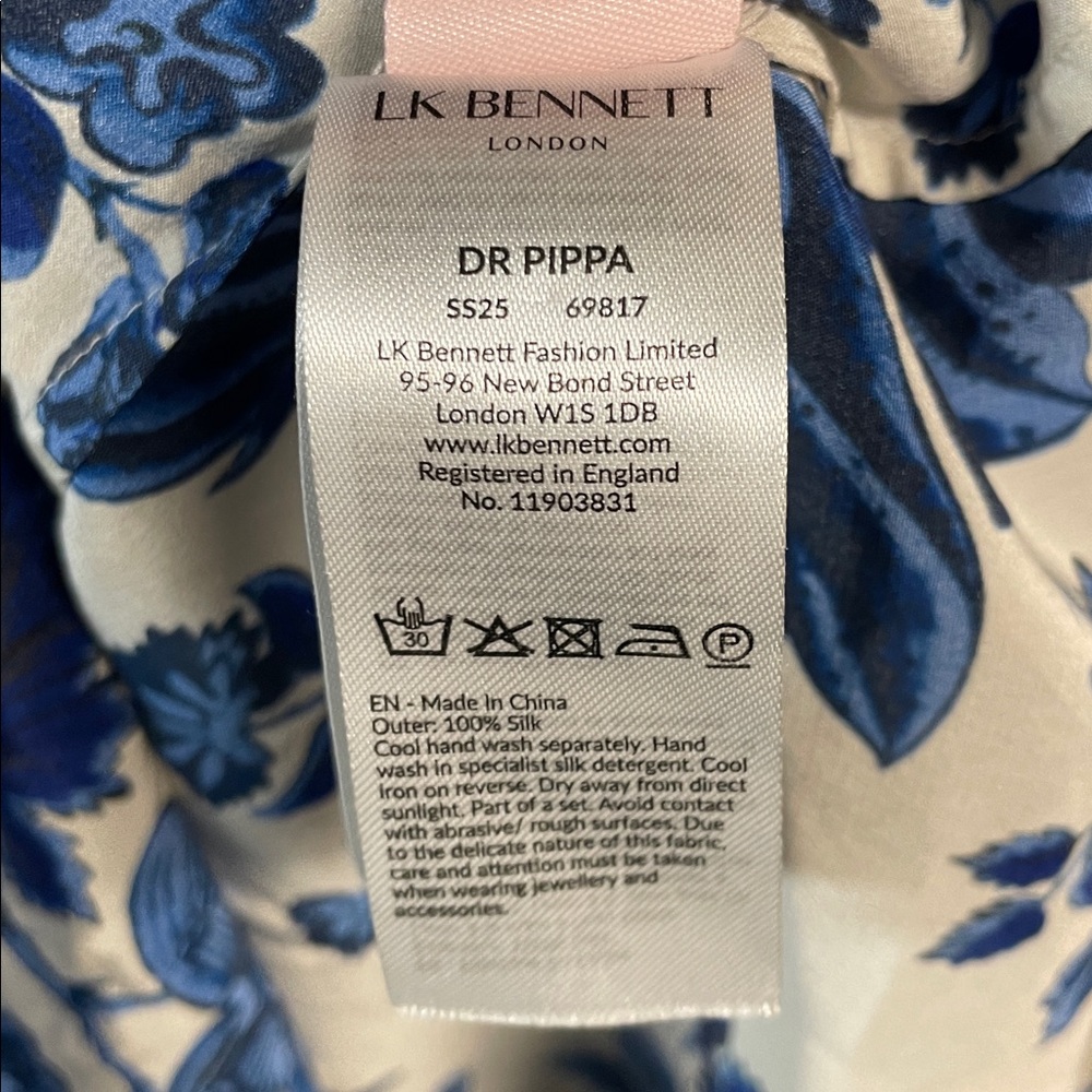 LK Bennett Cream Midi Dress with Blue Floral Print - Picture 9 of 9